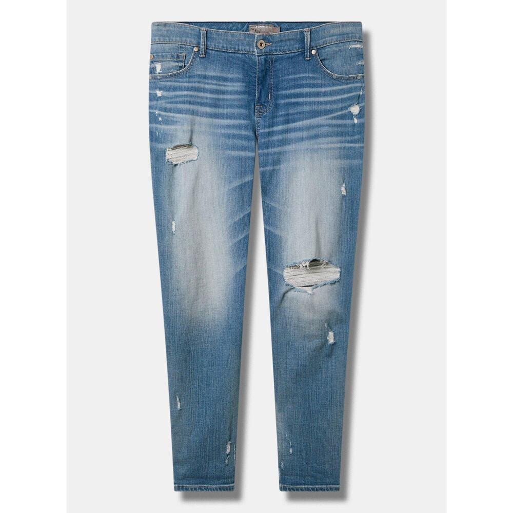 Torrid Women's Plus Size Boyfriend Straight Leg Vintage Stretch Distressed Jeans